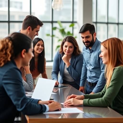 Image of a diverse group of Ubuhle Rentals team members collaborating in an office setting